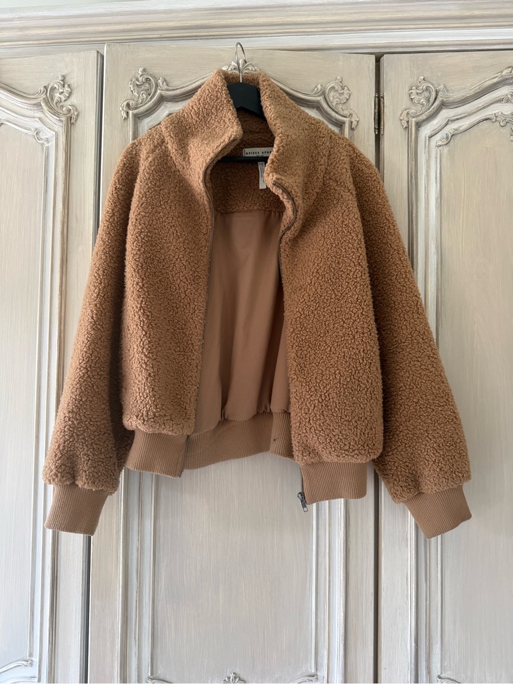 Apiece Apart Plush Teddy Bomber Jacket - Camel Brown